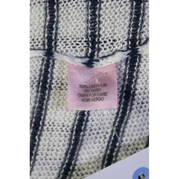 Calypso Saint Barth Womens Linen Striped Wrap Sweater White Blue Size Extra Smal - Picture 4 of 6